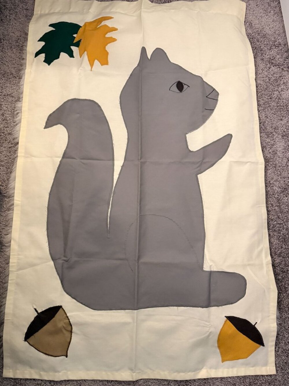 Handmade Large Outdoor Flag Banner Squirrel Acorns Fall Autumn